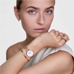 Montre femme daniel wellington petite melrose rose gold acier dw00100219 - analogiques - edora - 1