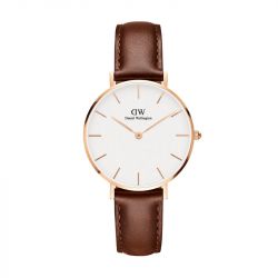 Montre femme daniel wellington petite st mawes rose gold cuir marron dw00100231 - analogiques - edora - 0