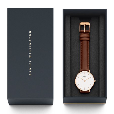 Montre femme daniel wellington petite st mawes rose gold cuir marron dw00100231 – analogiques
