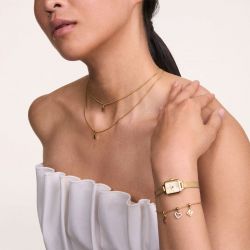 Montre femme daniel wellington quadro mini evergold champagne acier dw00100656 - analogiques - edora - 1