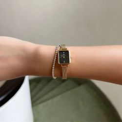 Montre femme daniel wellington quadro mini evergold onyx acier dw00100652 - analogiques - edora - 1