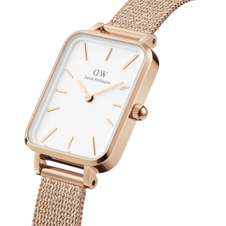 Montre femme daniel wellington quadro pressed melrose rose gold acier dw00100431 – analogiques