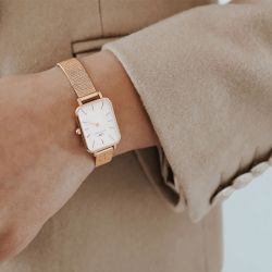 Montre femme daniel wellington quadro pressed melrose rose gold acier dw00100431 - analogiques - edora - 3