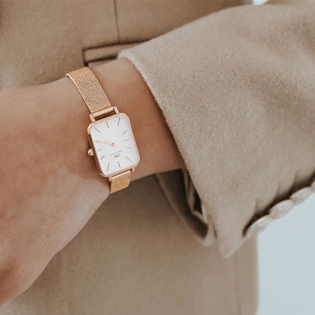 Montre femme daniel wellington quadro pressed melrose rose gold acier dw00100431 – analogiques