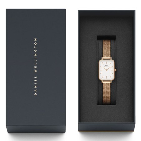 Montre femme daniel wellington quadro pressed melrose rose gold acier dw00100431 – analogiques