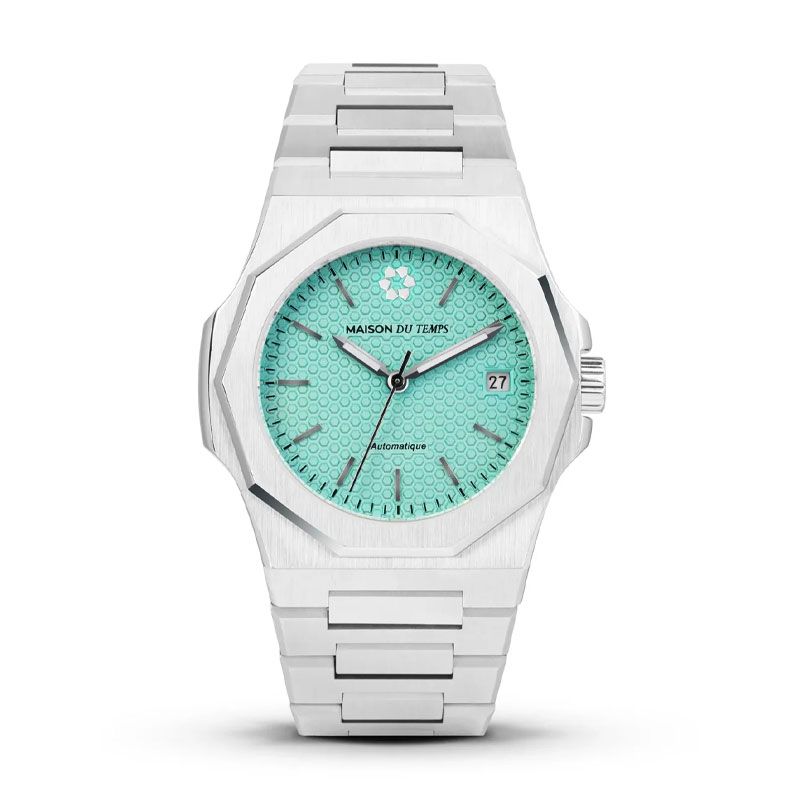 Montre homme automatique maison du temps mtzeta turquoise acier 1040-a - automatiques - edora
