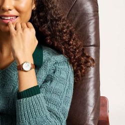 Montre femme fossil gilmore à trois aiguilles en cuir marron es5423 - analogiques - edora - 1