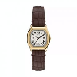 Montre femme fossil harlow à trois aiguilles en cuir marron effet croco es5426 - analogiques - edora - 0