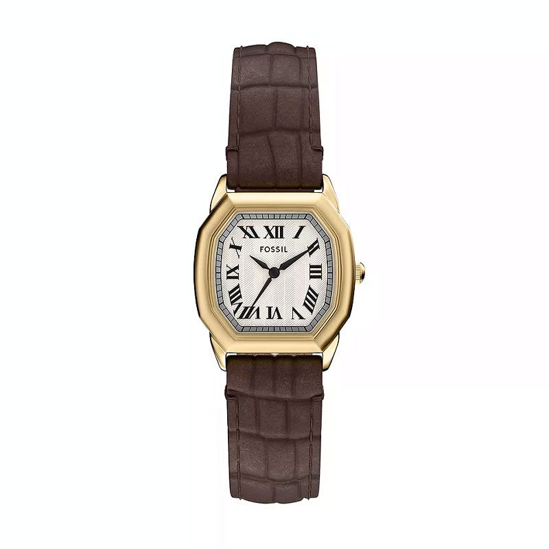 Montre femme fossil harlow à trois aiguilles en cuir marron effet croco es5426 - analogiques - edora