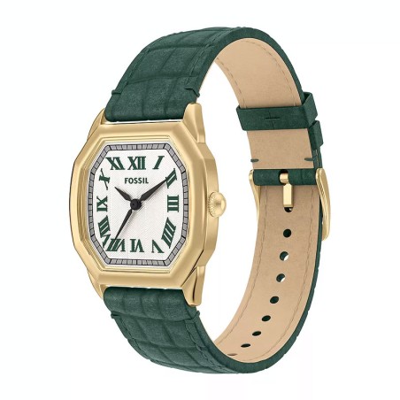 Montre femme fossil harlow à trois aiguilles en cuir effet croco vert es5427 – analogiques