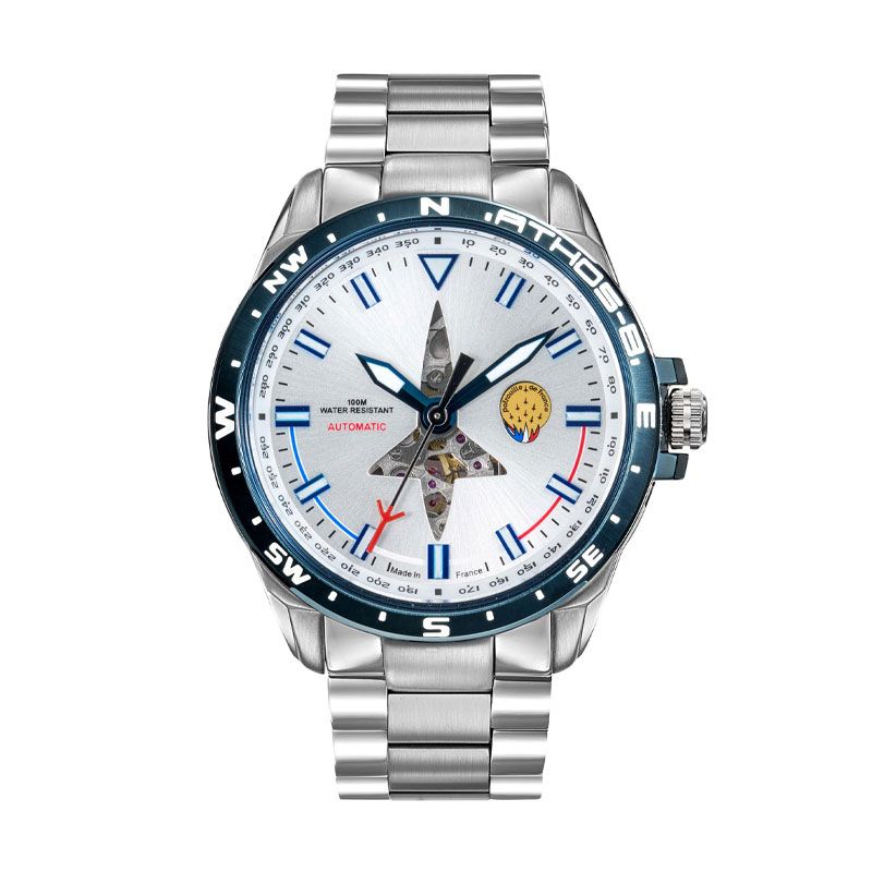 Montre homme automatique patrouille de france athos8 cadran et acier argentés 668094 - automatiques - edora
