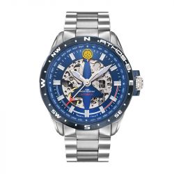 Montre homme automatique patrouille de france athos 8 cadran bleu et acier gris 668110 - automatiques - edora - 0