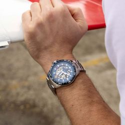 Montre homme automatique patrouille de france athos 8 cadran bleu et acier gris 668110 - automatiques - edora - 2