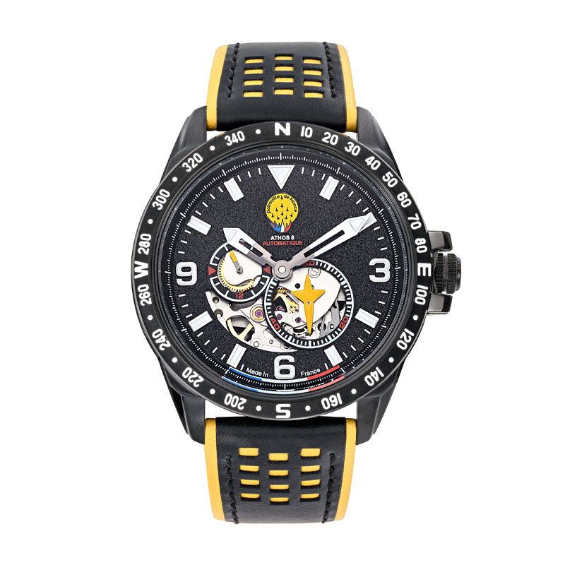 Montre homme automatique patrouille de france athos 6 cadran noir 668123 - automatiques - edora