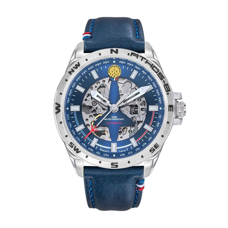 Montre homme automatique patrouille de france athos 8 cadran et cuir bleus 668131 - automatiques - edora