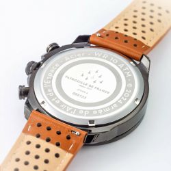 Montre homme chronographe patrouille de france athos 4 cadran bleu cuir marron 668133 - chronographes - edora - 2