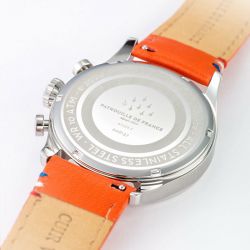 Montre homme chronographe patrouille de france athos 7 cuir orange et cadran bleu 668137 - chronographes - edora - 3