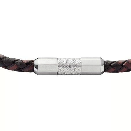 Bracelet homme fossil machine knurled cuir marron et acier gris jf04918040 – fossil bracelet homme