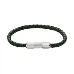 Bracelet homme fossil machine knurled cuir noir et acier gris jf04919040 - bracelet-fossil-homme - edora - 0