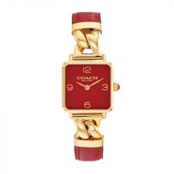 Montre femme coach cass acier doré et cuir rouge 14504358 - analogiques - edora - 0