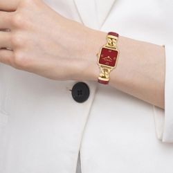 Montre femme coach cass acier doré et cuir rouge 14504358 - analogiques - edora - 1