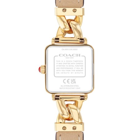 Montre femme coach cass acier doré et cuir rouge 14504358 – analogiques