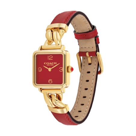 Montre femme coach cass acier doré et cuir rouge 14504358 – analogiques