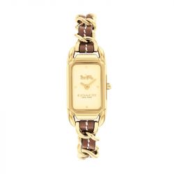 Montre femme coach cadie acier doré et cuir marron 14504282 - analogiques - edora - 0