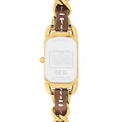 Montre femme coach cadie acier doré et cuir marron 14504282 - analogiques - edora - 1