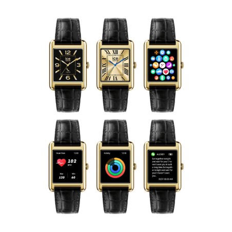 Montre unisexe connectée ice smart tk 2.0 rectangulaire 1.41 gold black 025287 – ice watch montre homme