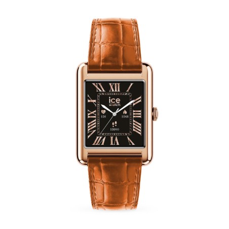 Montre unisexe connectée ice smart tk 2.0 rectangulaire 1.41 rose-gold cognac 025383 – ice watch montre homme