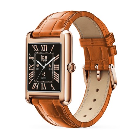 Montre unisexe connectée ICE smart TK 2.0 rectangulaire 1.41 Rose-Gold Cognac 025383