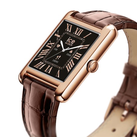 Montre unisexe connectée ice smart tk 2.0 rectangulaire 1.41 rose-gold brown 025382 – ice watch montre homme