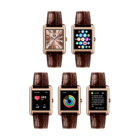 Montre unisexe connectée ice smart tk 2.0 rectangulaire 1.41 rose-gold brown 025382 – ice watch montre homme