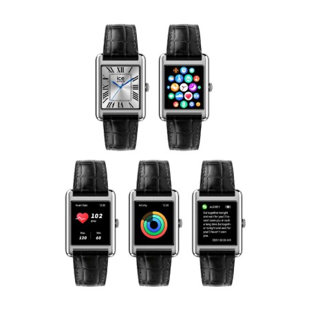 Montre unisexe connectée ice smart tk 2.0 rectangulaire 1.41 silver black 025380 – ice watch montre homme