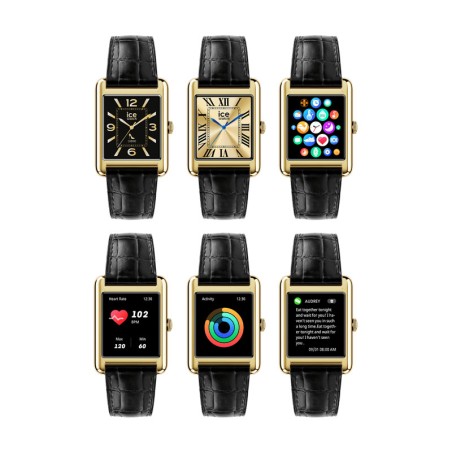 Montre unisexe connectée ice smart tk 2.0 rectangulaire 1.41 cuir noir 025286 – ice watch montre homme