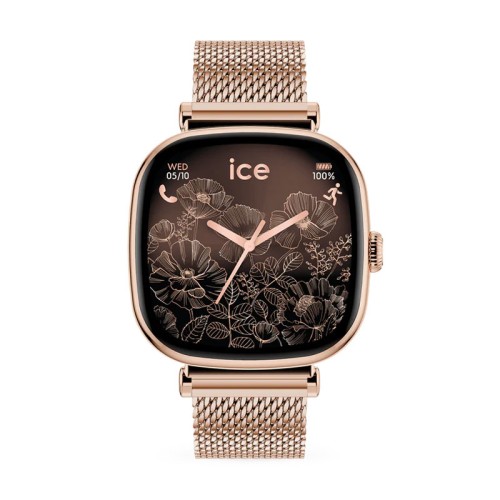 Montre unisexe connectée ICE smart SQ 2.0 carrée 1.70 Rose-Gold Milanese 025233