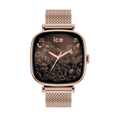 Montre unisexe connectée ice smart sq 2.0 carrée 1.70 rose-gold milanese 025233 – ice watch montre homme