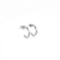 Boucles d'oreilles femme créoles zag alexa acier argenté sec14316-00wht - creoles - edora - 0