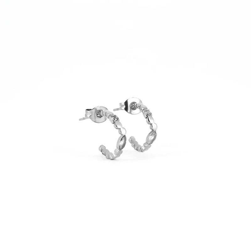 Boucles d'oreilles femme créoles zag alexa acier argenté sec14316-00wht - creoles - edora