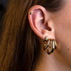 Boucles d'oreilles femme créoles zag trilogy acier doré sec21345-01uni25 - creoles - edora - 1