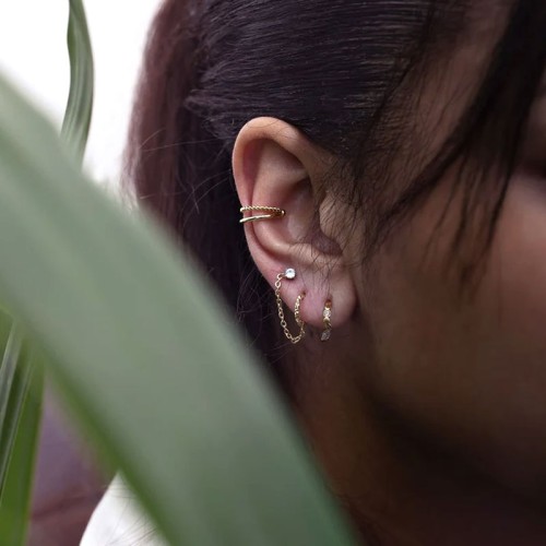 Boucles d'oreilles femme puces ZAG Chi acier doré SEC13832-01UNI