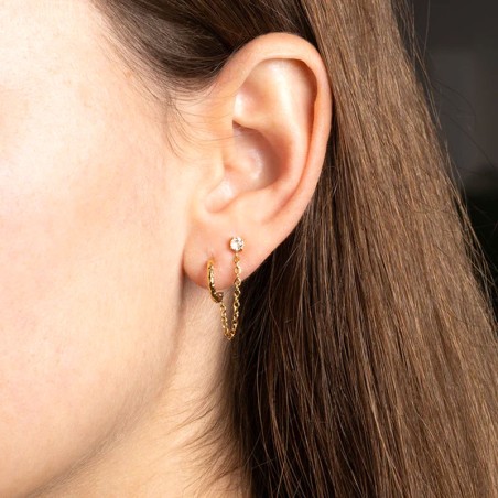 Boucles d'oreilles femme puces zag chi acier doré sec13832-01uni – boucles d'oreilles acier