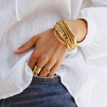 Bracelet femme jonc zag chenille acier doré sbj13488-01uni – joncs