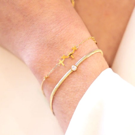 Bracelet femme zag adamo acier doré sbs25604-01wht – bracelets acier