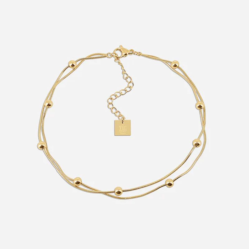 Chaîne de cheville femme zag pierrette acier doré sax24115-01uni - chaines-de-chevilles - edora