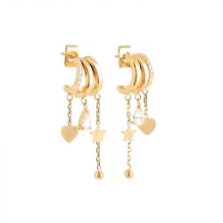 Boucles d'oreilles femme créoles zag beatriz acier doré sex25183-01wht - creoles - edora - 0
