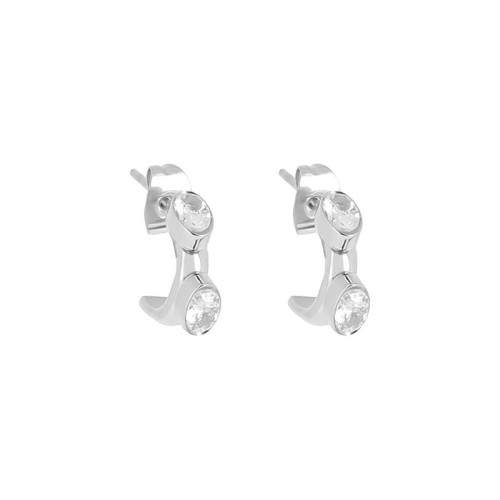 Boucles d'oreilles femme créoles ZAG Boat acier argenté SEC26919-00WHT