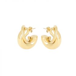 Boucles d'oreilles femme créoles zag chika acier doré sec25683-01uni - creoles - edora - 0