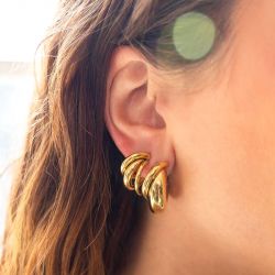 Boucles d'oreilles femme créoles zag chika acier doré sec25683-01uni - creoles - edora - 1